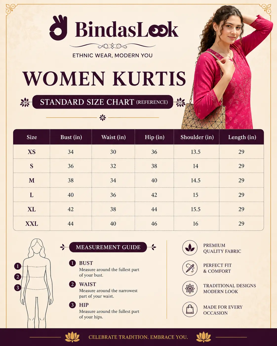 Women's Maroon Cotton Printed Tunic with Lace-Up Back