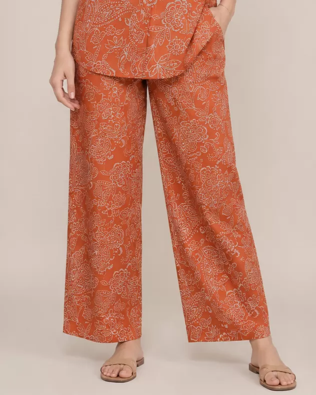 Bindaslook Women Rust Floral Printed Cotton Co-ord Set