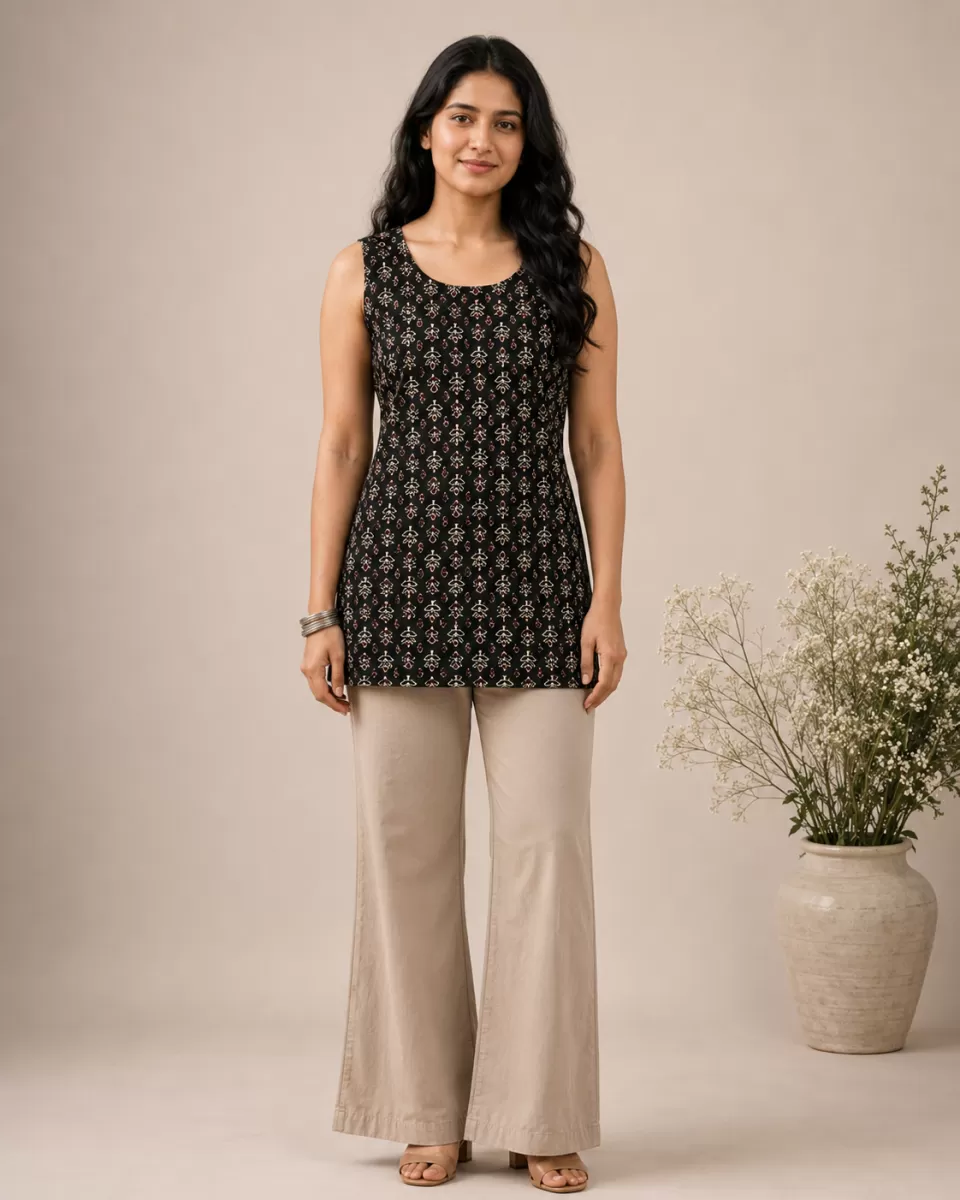 Bindaslook Dark Green Cotton Short Kurti for Women