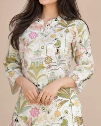Bindaslook White Cotton Short Kurti for Women