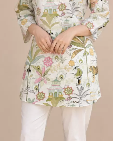 Bindaslook White Cotton Short Kurti for Women