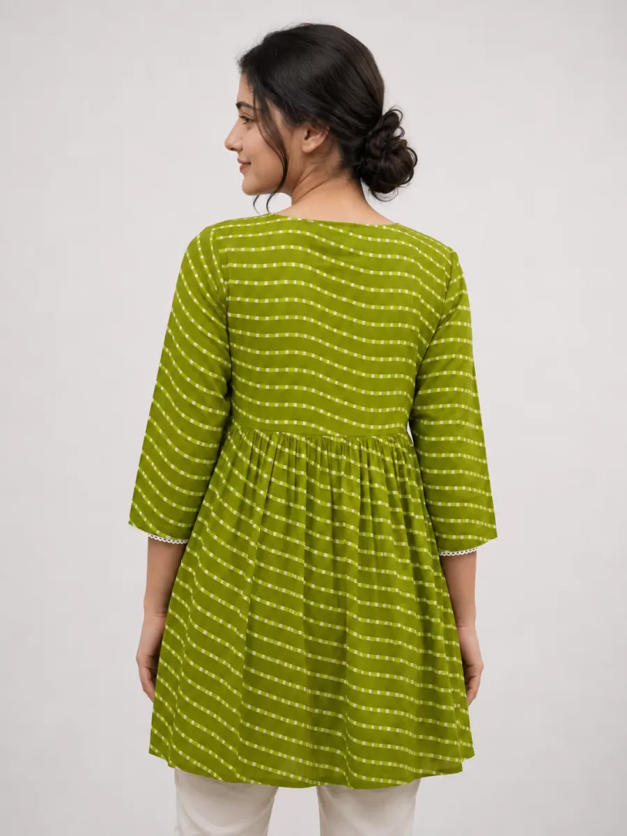 Bindaslook Green Cotton Short Kurti for Women