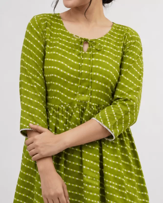Bindaslook Green Cotton Short Kurti for Women